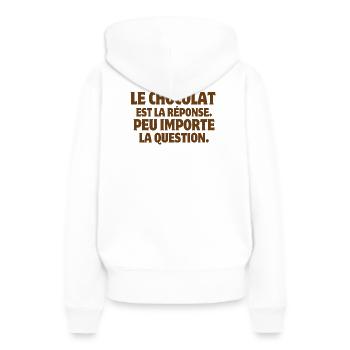 chocolat, chocolat humour, j'aime le chocolat - Sweat à capuche Premium bio Femme - blanc - Dos - Julia (174cm)