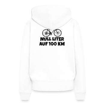 Null Liter auf 100 KM Rennrad (Vintage Schwarz) - Frauen Premium Bio Hoodie - Weiß - Hinten - Julia (174cm)