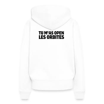 ouvrir les yeux, dire la vérité - Sweat à capuche Premium bio Femme - blanc - Dos - Julia (174cm)