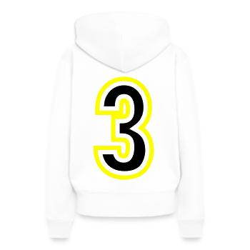 3 Zahl College - Frauen Premium Bio Hoodie - Weiß - Hinten - Julia (174cm)