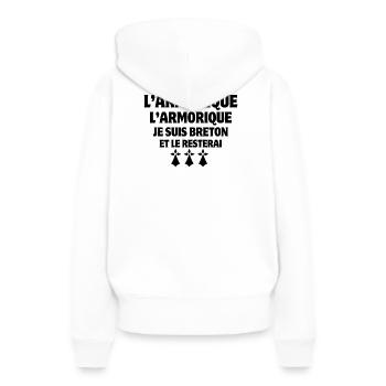 Bretagne, je suis Breton, Armorique - Sweat à capuche Premium bio Femme - blanc - Dos - Julia (174cm)
