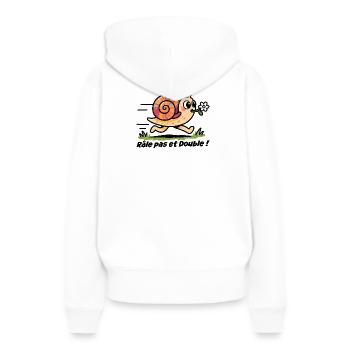 Autocollant voiture, caravane Râle pas et double - Sweat à capuche Premium bio Femme - blanc - Dos - Julia (174cm)
