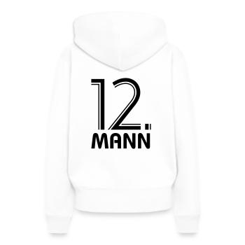 Fan de football - 12e homme - derrière votre équipe - Sweat à capuche Premium bio Femme - blanc - Dos - Julia (174cm)