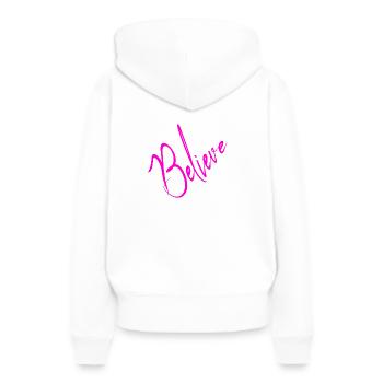 Glaube - Frauen Premium Bio Hoodie - Weiß - Hinten - Julia (174cm)