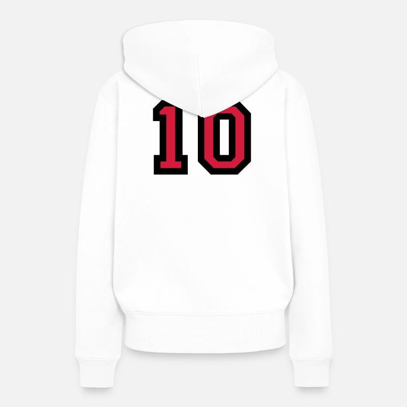 Le numéro 10 - le numéro dix - Sweat à capuche Premium bio Femme - blanc