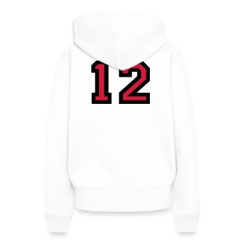 Le numéro 12 - Le numéro de douze - Sweat à capuche Premium bio Femme - blanc - Dos - Julia (174cm)