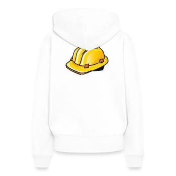 Casque de chantier jaune | Casque de sécurité - Sweat à capuche Premium bio Femme - blanc - Dos - Julia (174cm)