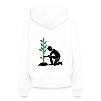 Environnement de plantation - Sweat à capuche Premium bio Femme - blanc - Dos - Julia (174cm)