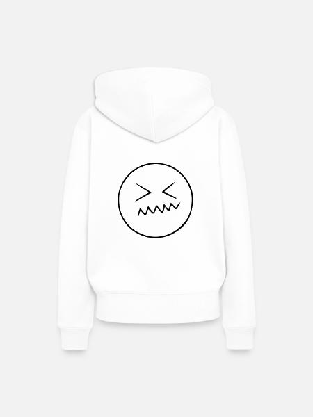Emoji Skizze verärgert schwarz - Frauen Premium Bio Hoodie - Weiß