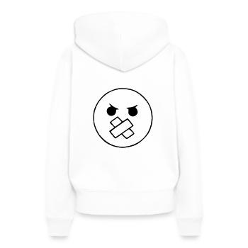 Emoji croquis bouche collée noir - Sweat à capuche Premium bio Femme - blanc - Dos - Julia (174cm)
