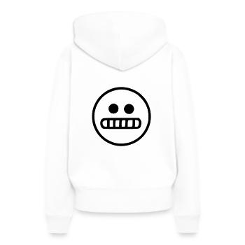 Emoji sketch noir tendu - Sweat à capuche Premium bio Femme - blanc - Dos - Julia (174cm)