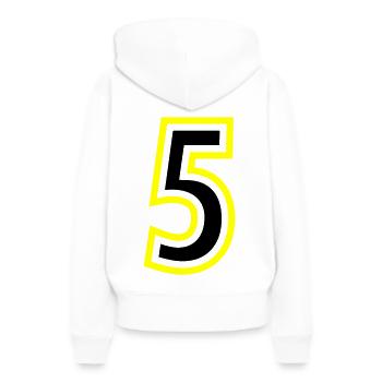5 Nombre Collège - Sweat à capuche Premium bio Femme - blanc - Dos - Julia (174cm)