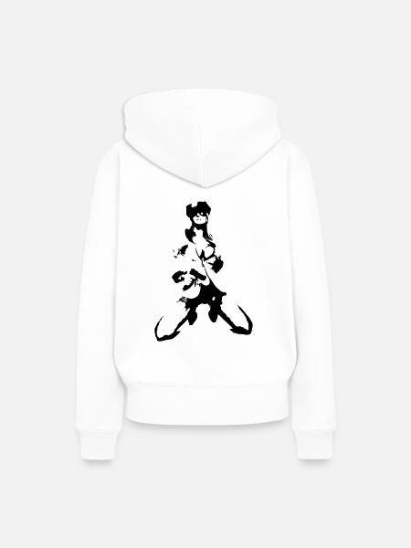 Frau mit Waffe - Frauen Premium Bio Hoodie - Weiß