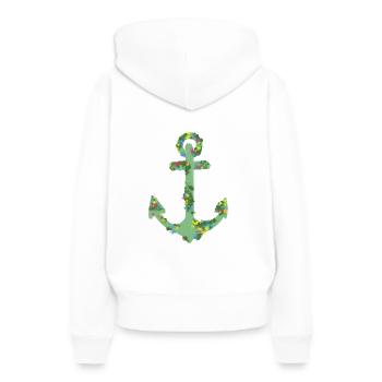growing Hope - Frauen Premium Bio Hoodie - Weiß - Hinten - Julia (174cm)