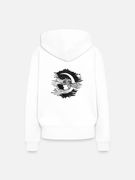 Frau und Mondsichel Illustration - Frauen Premium Bio Hoodie - Weiß