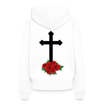 Rosen Trauer Tod Kreuz Beerdigung Jenseits Grab - Frauen Premium Bio Hoodie - Weiß - Hinten - Julia (174cm)