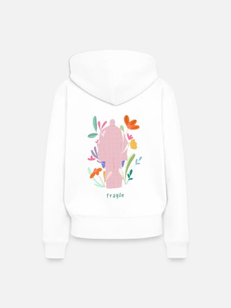 Fragile - Frauen Premium Bio Hoodie - Weiß
