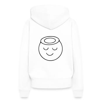 Emoji Skizze Heiligenschein schwarz - Frauen Premium Bio Hoodie - Weiß - Hinten - Julia (174cm)