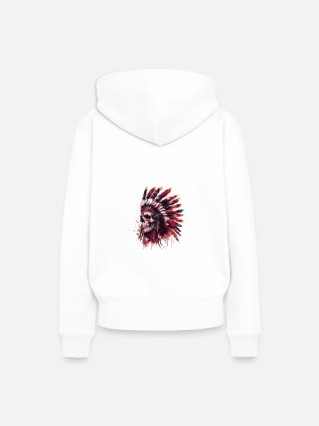 Indianer Häuptling Totenkopf - Frauen Premium Bio Hoodie - Weiß