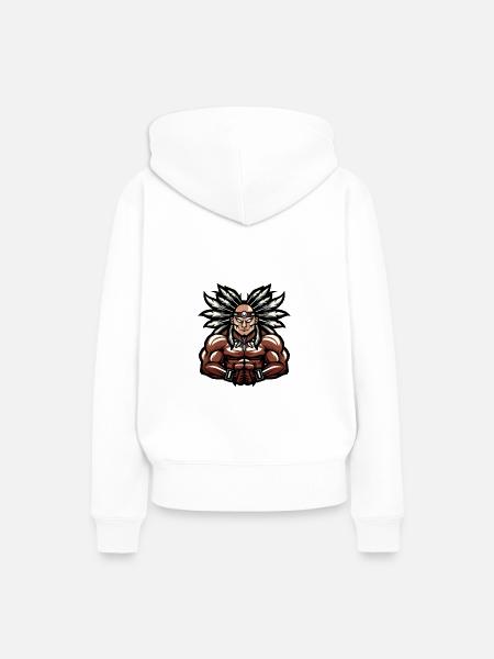 Häuptling Muskeln Bodybuilding - Frauen Premium Bio Hoodie - Weiß