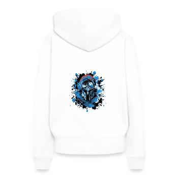Casque Sparta Bleu - Sweat à capuche Premium bio Femme - blanc - Dos - Julia (174cm)