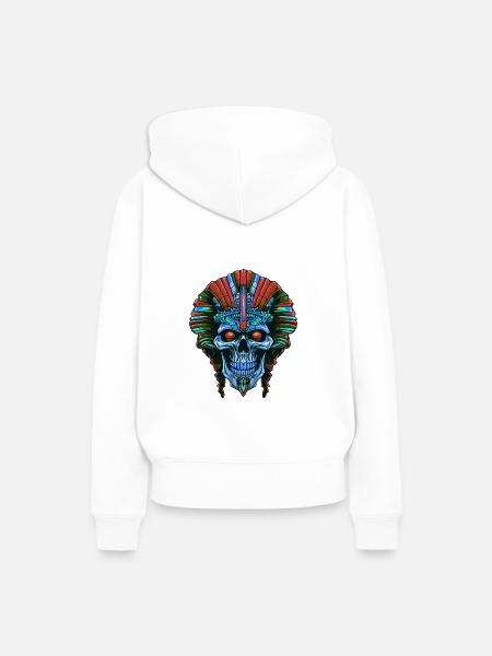 Pharao Totenkopf - Frauen Premium Bio Hoodie - Weiß