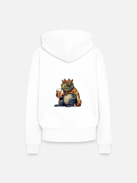 Chameleon Bier Lustig - Frauen Premium Bio Hoodie - Weiß