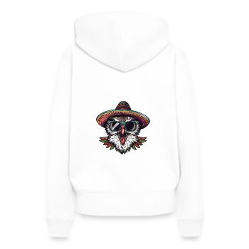 Eule Lustig Sombrero - Frauen Premium Bio Hoodie - Weiß - Hinten - Julia (174cm)