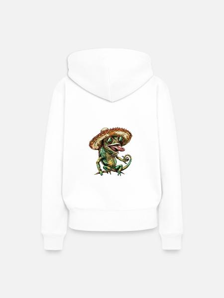 Chameleon Lustig Sombrero - Frauen Premium Bio Hoodie - Weiß