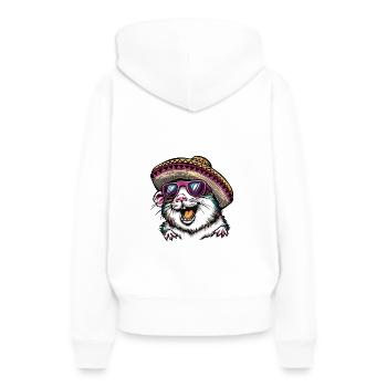 Hamster Lustig Sombrero - Frauen Premium Bio Hoodie - Weiß - Hinten - Julia (174cm)