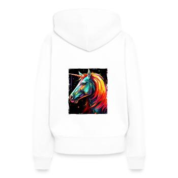 Portrait de licorne - Sweat à capuche Premium bio Femme - blanc - Dos - Julia (174cm)