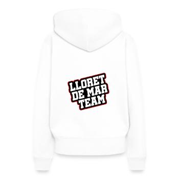 L’équipe Lloret De Mar - Sweat à capuche Premium bio Femme - blanc - Dos - Julia (174cm)