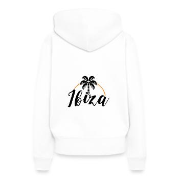 Ibiza Palm - Sweat à capuche Premium bio Femme - blanc - Dos - Julia (174cm)