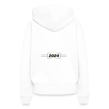 2024 Jahr - Frauen Premium Bio Hoodie - Weiß - Hinten - Julia (174cm)