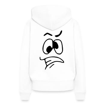 Emoji tendu esquisse noir - Sweat à capuche Premium bio Femme - blanc - Dos - Julia (174cm)