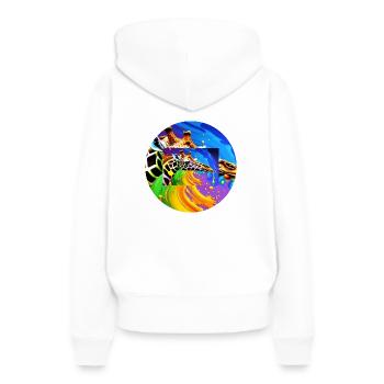 Farbenfrohe Giraffe - Frauen Premium Bio Hoodie - Weiß - Hinten - Julia (174cm)