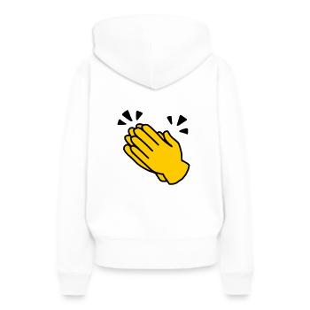Emoji Applaudissements Sketch Couleur - Sweat à capuche Premium bio Femme - blanc - Dos - Julia (174cm)