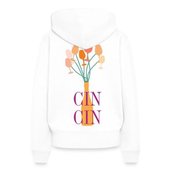 Typographie de l’apéritif - Sweat à capuche Premium bio Femme - blanc - Dos - Julia (174cm)
