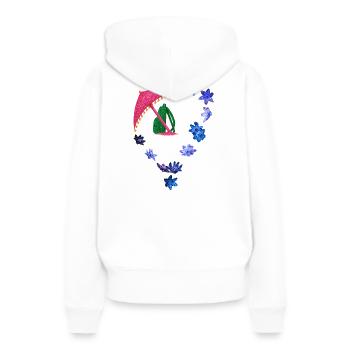 Parapluie scintillant et anneau de fleurs - Sweat à capuche Premium bio Femme - blanc - Dos - Julia (174cm)