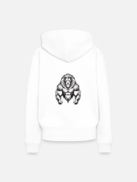 Löwe Muskeln - Frauen Premium Bio Hoodie - Weiß