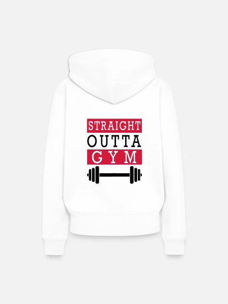 STRAIGHT OUTTA GYM (v) - Frauen Premium Bio Hoodie - Weiß