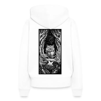 Chasseurs d'étoiles - Sweat à capuche Premium bio Femme - blanc - Dos - Julia (174cm)