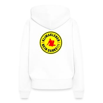 Klimakleber Nein Danke - Frauen Premium Bio Hoodie - Weiß - Hinten - Julia (174cm)