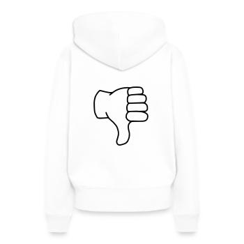 Emoji pouces vers le bas esquisse noir - Sweat à capuche Premium bio Femme - blanc - Dos - Julia (174cm)