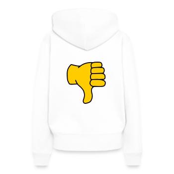Emoji Pouce vers le bas Couleur de l’esquisse - Sweat à capuche Premium bio Femme - blanc - Dos - Julia (174cm)