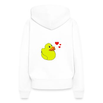 Quietscheente Valentinstag - Frauen Premium Bio Hoodie - Weiß - Hinten - Julia (174cm)