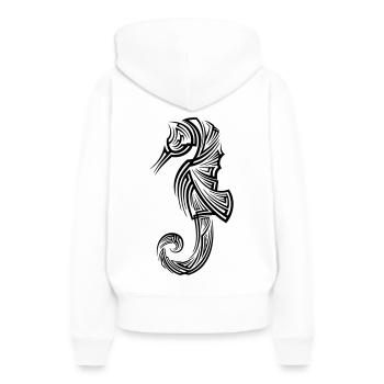 Tatouage tribal d’hippocampe - Sweat à capuche Premium bio Femme - blanc - Dos - Julia (174cm)