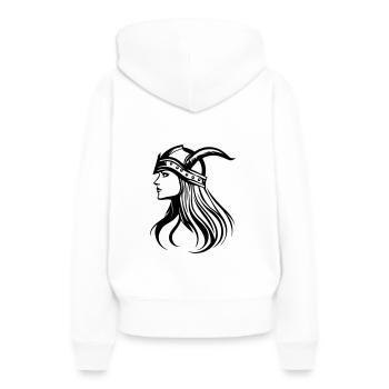 Wikinger Kriegerin Frau Kopf - Frauen Premium Bio Hoodie - Weiß - Hinten - Julia (174cm)
