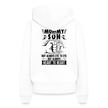 Maman et fils toujours cœur à cœur - Sweat à capuche Premium bio Femme - blanc - Dos - Julia (174cm)
