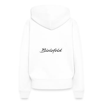 Bielefeld - Frauen Premium Bio Hoodie - Weiß - Hinten - Julia (174cm)